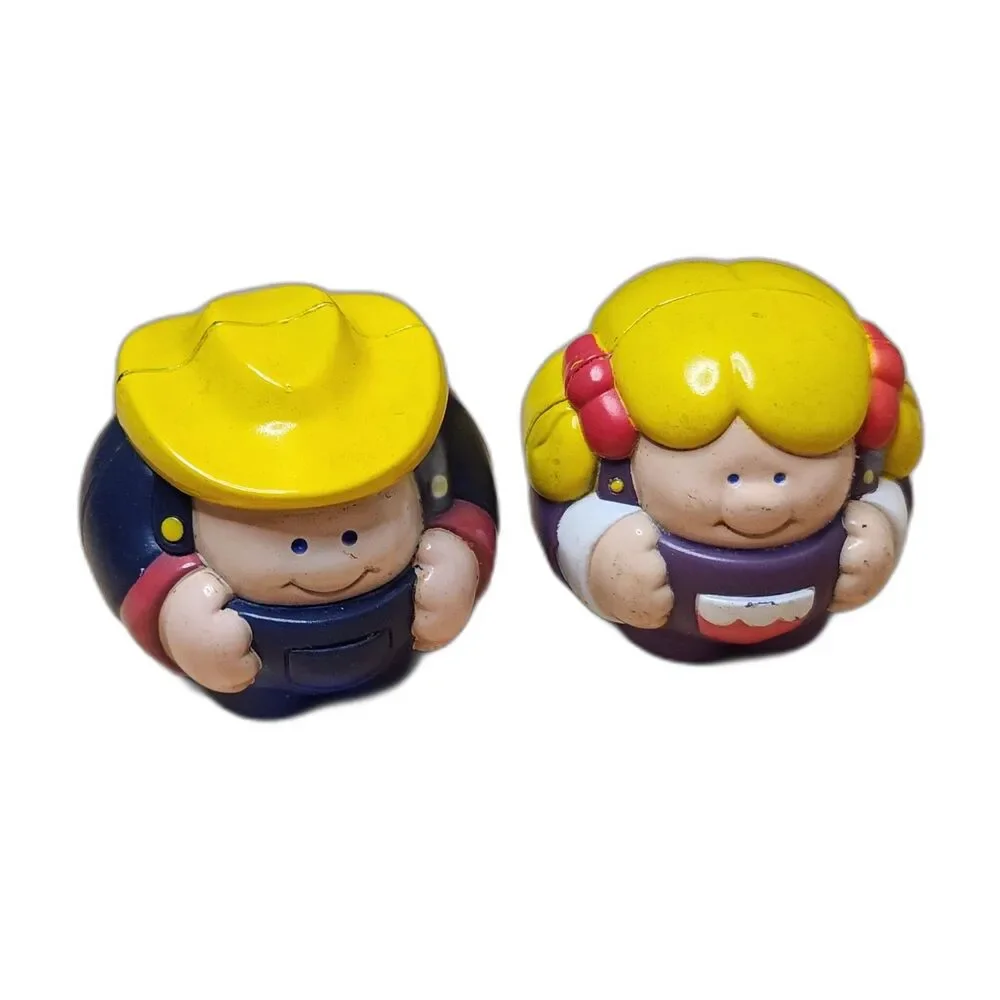 Vintage Little Tikes Figurines Farmer Boy & Pigtail Girl Chunky Preschool